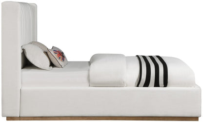Meridian Furniture - Logan Cream Linen Textured Fabric Twin Bed - LoganCream-T veiw 4