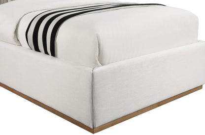Meridian Furniture - Logan Cream Linen Textured Fabric Twin Bed - LoganCream-T veiw 6
