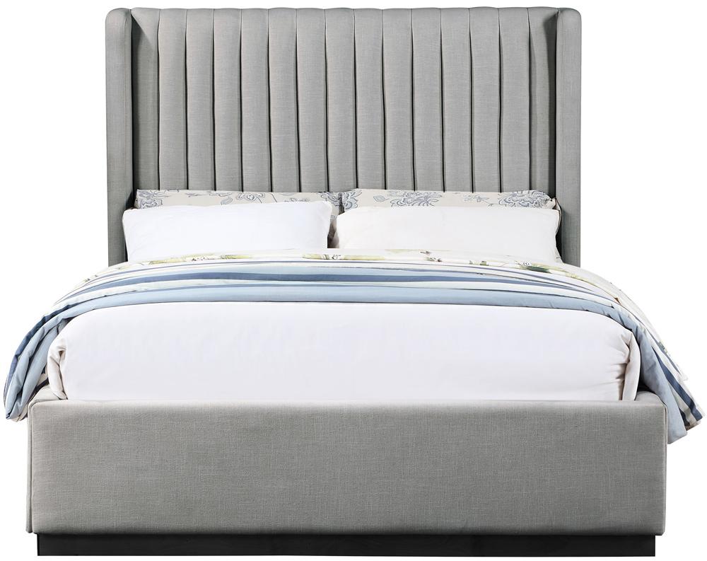 Meridian Furniture - Logan Grey Linen Textured Fabric Full Bed - LoganGrey-F veiw 3