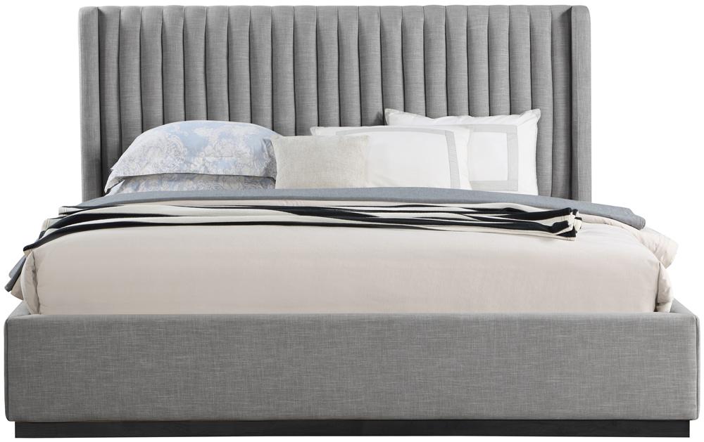 Meridian Furniture - Logan Grey Linen Textured Fabric King Bed - LoganGrey-K veiw 3