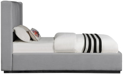 Meridian Furniture - Logan Grey Linen Textured Fabric Twin Bed - LoganGrey-T veiw 4