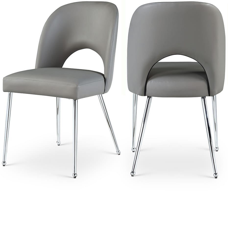 Meridian Furniture - Logan Grey Vegan Leather Dining Chair (Set of 2) - 999Grey-C view 1
