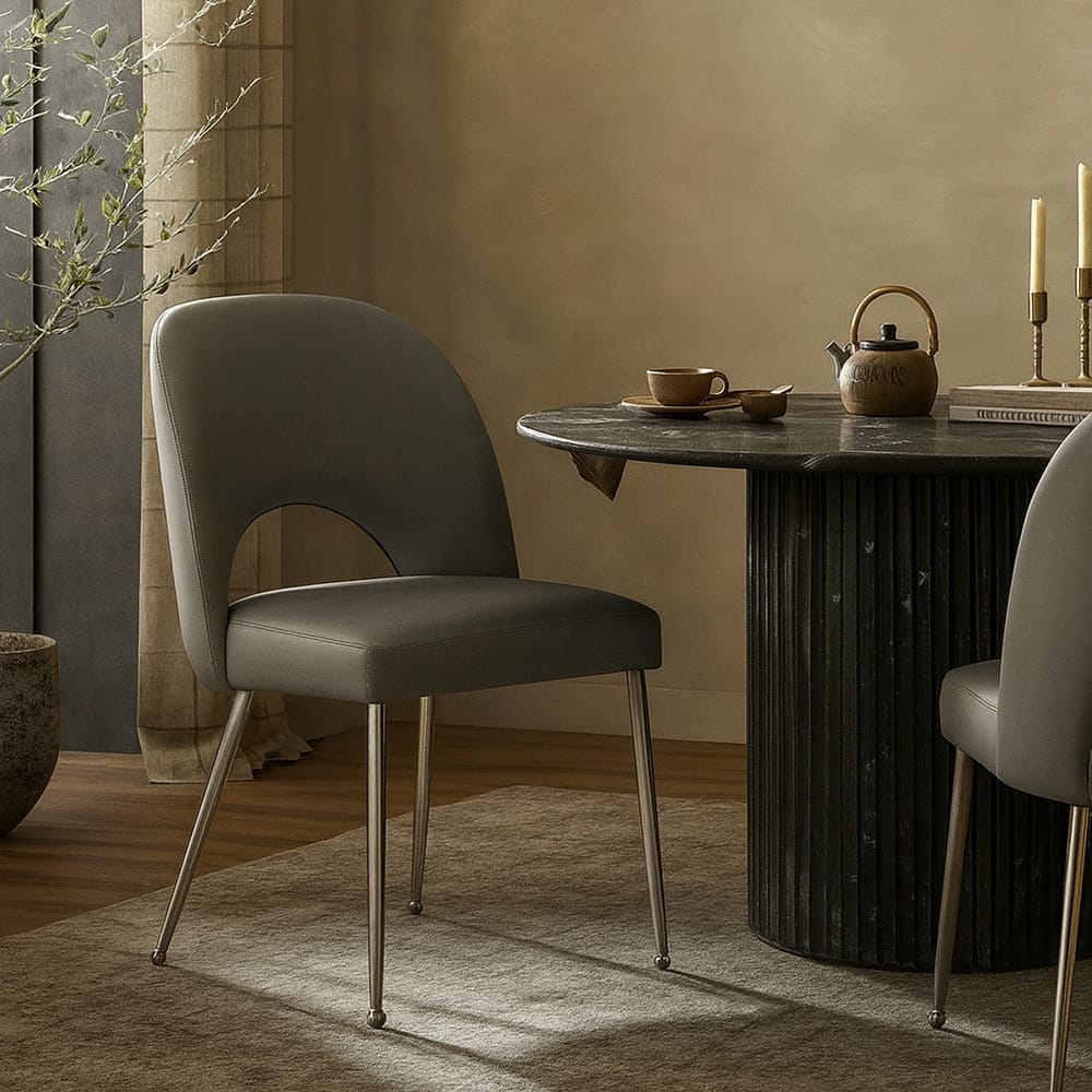 Meridian Furniture - Logan Grey Vegan Leather Dining Chair (Set of 2) - 999Grey-C view 7