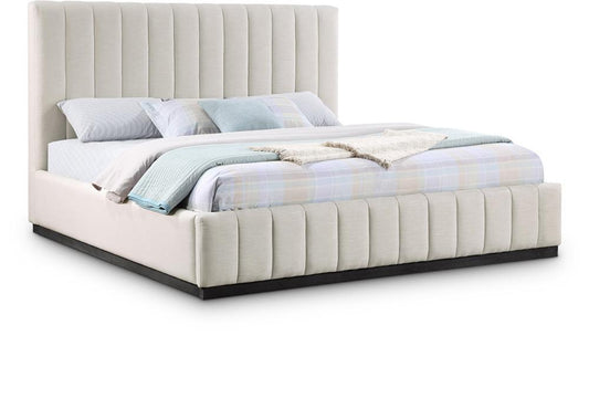 Meridian Furniture - Lucia Beige Linen Textured Fabric King Bed - LuciaBeige-K veiw 1