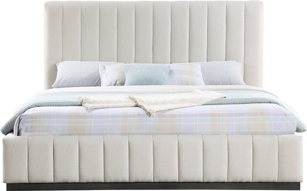Meridian Furniture - Lucia Beige Linen Textured Fabric King Bed - LuciaBeige-K veiw 3