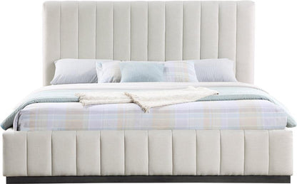 Meridian Furniture - Lucia Beige Linen Textured Fabric King Bed - LuciaBeige-K veiw 3