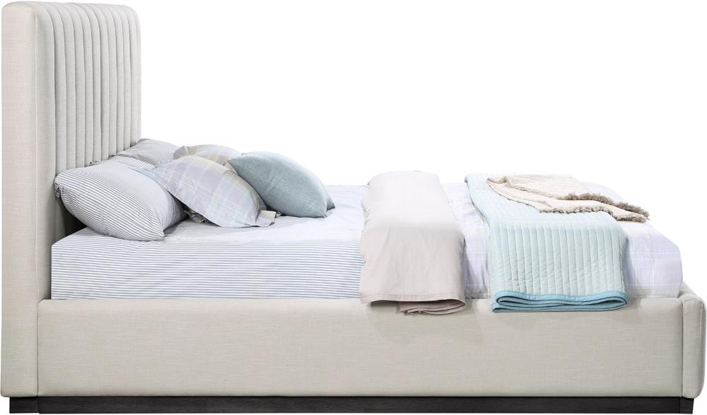 Meridian Furniture - Lucia Beige Linen Textured Fabric King Bed - LuciaBeige-K veiw 4