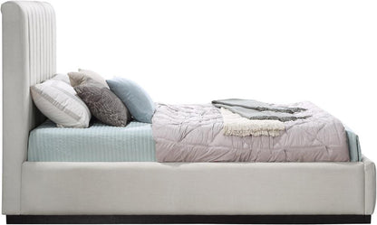 Meridian Furniture - Lucia Beige Linen Textured Fabric Queen Bed - LuciaBeige-Q veiw 4