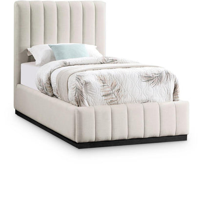 Meridian Furniture - Lucia Beige Linen Textured Fabric Twin Bed - LuciaBeige-T veiw 1