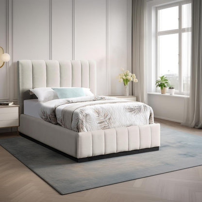 Meridian Furniture - Lucia Beige Linen Textured Fabric Twin Bed - LuciaBeige-T veiw 2