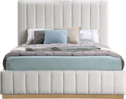 Meridian Furniture - Lucia Cream Linen Textured Fabric Full Bed - LuciaCream-F veiw 3