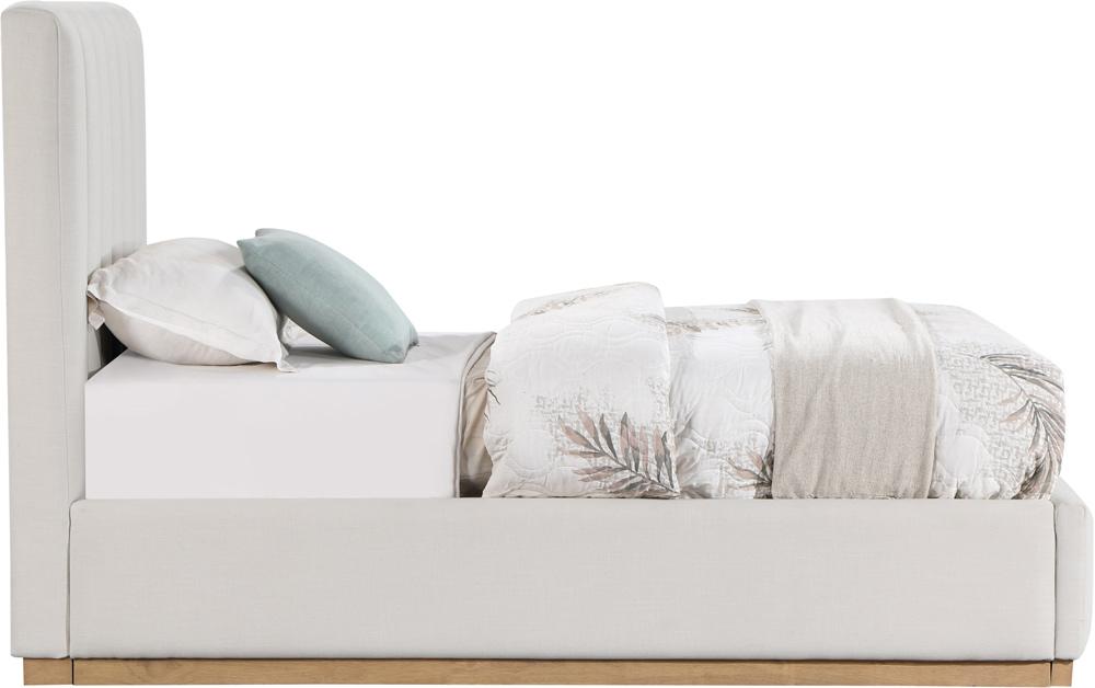 Meridian Furniture - Lucia Cream Linen Textured Fabric Twin Bed - LuciaCream-T veiw 4