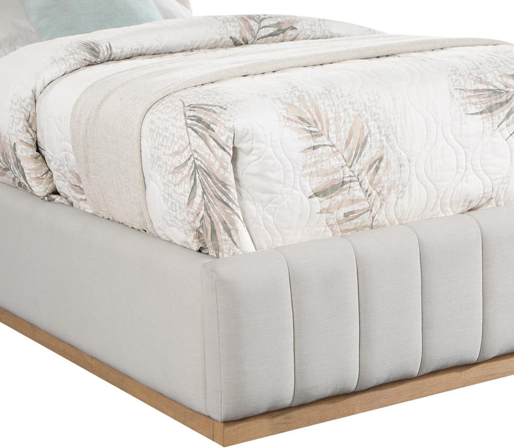 Meridian Furniture - Lucia Cream Linen Textured Fabric Twin Bed - LuciaCream-T veiw 6