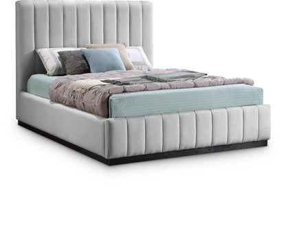 Meridian Furniture - Lucia Grey Linen Textured Fabric Full Bed - LuciaGrey-F veiw 1