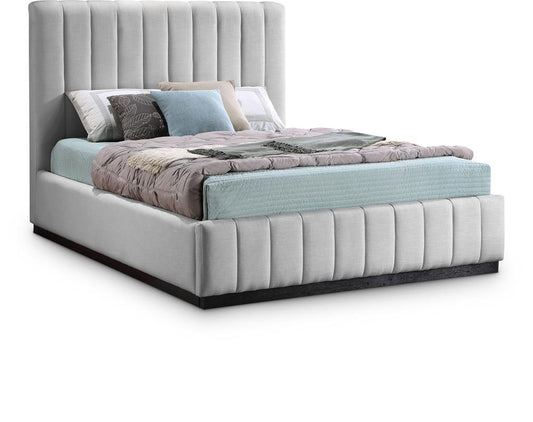 Meridian Furniture - Lucia Grey Linen Textured Fabric Full Bed - LuciaGrey-F veiw 1