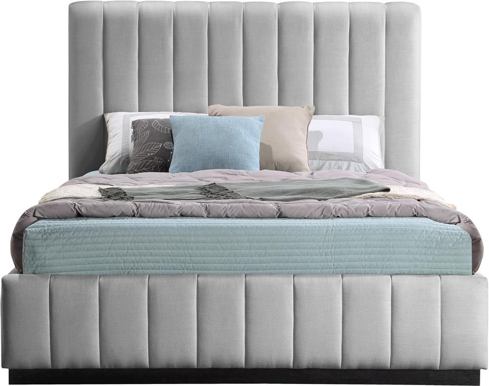 Meridian Furniture - Lucia Grey Linen Textured Fabric Full Bed - LuciaGrey-F veiw 3