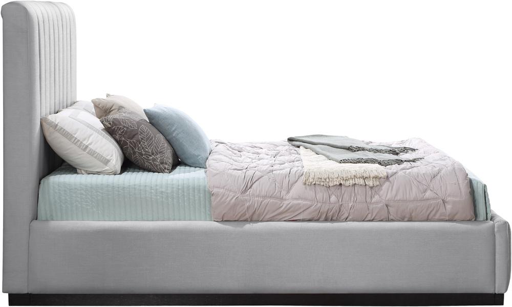 Meridian Furniture - Lucia Grey Linen Textured Fabric Full Bed - LuciaGrey-F veiw 4