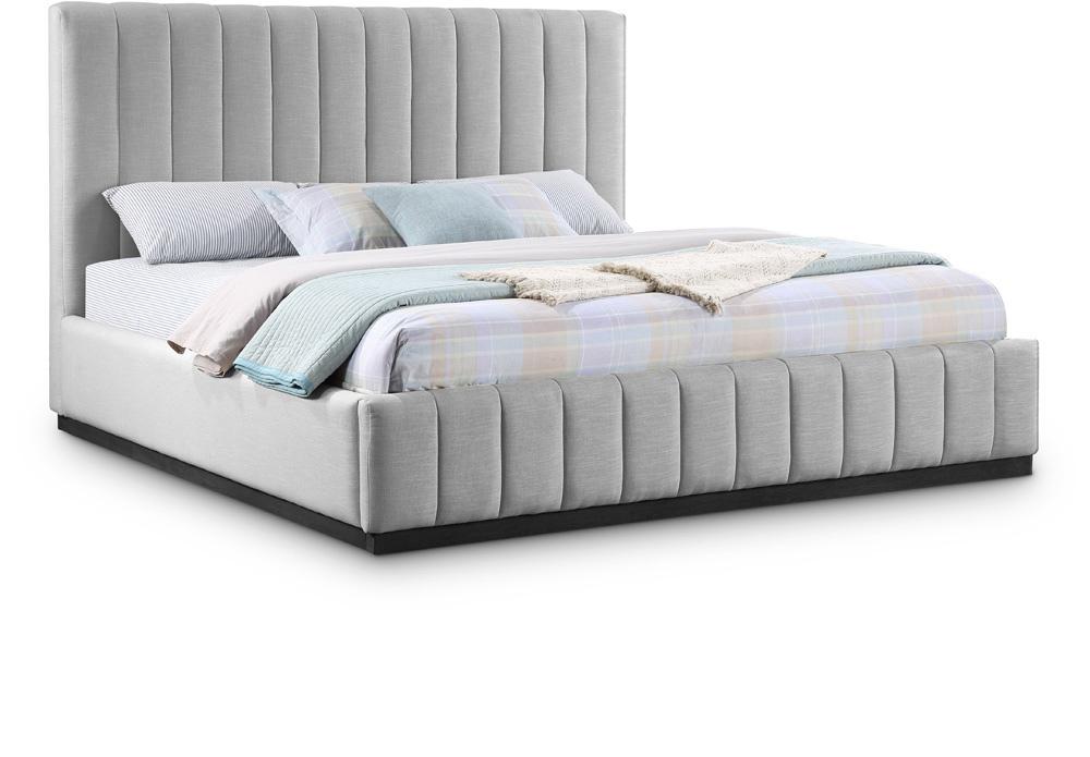 Meridian Furniture - Lucia Grey Linen Textured Fabric King Bed - LuciaGrey-K veiw 1