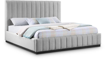 Meridian Furniture - Lucia Grey Linen Textured Fabric King Bed - LuciaGrey-K veiw 1