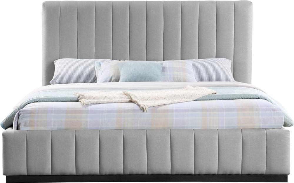 Meridian Furniture - Lucia Grey Linen Textured Fabric King Bed - LuciaGrey-K veiw 3