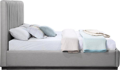 Meridian Furniture - Lucia Grey Linen Textured Fabric King Bed - LuciaGrey-K veiw 4