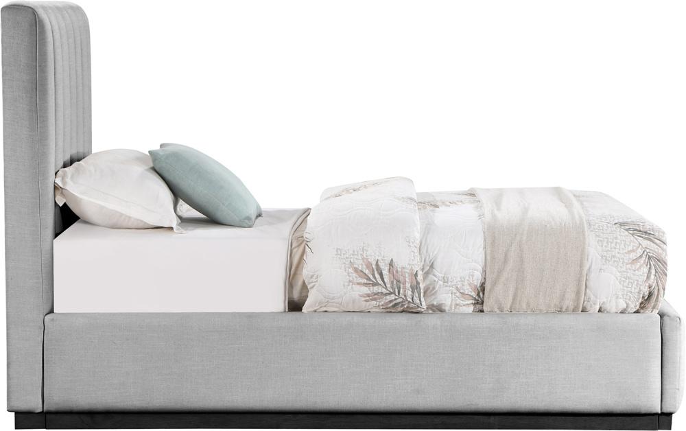 Meridian Furniture - Lucia Grey Linen Textured Fabric Twin Bed - LuciaGrey-T veiw 4
