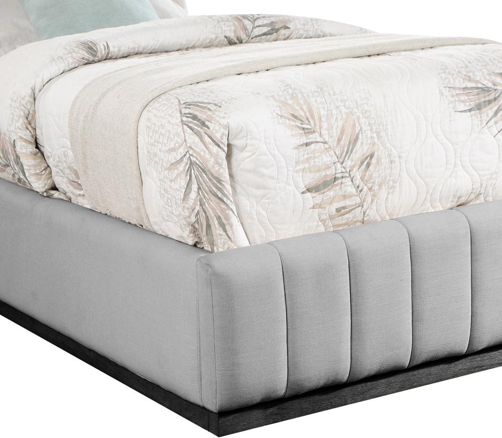 Meridian Furniture - Lucia Grey Linen Textured Fabric Twin Bed - LuciaGrey-T veiw 6