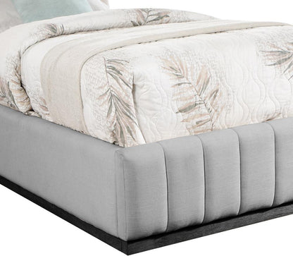 Meridian Furniture - Lucia Grey Linen Textured Fabric Twin Bed - LuciaGrey-T veiw 6