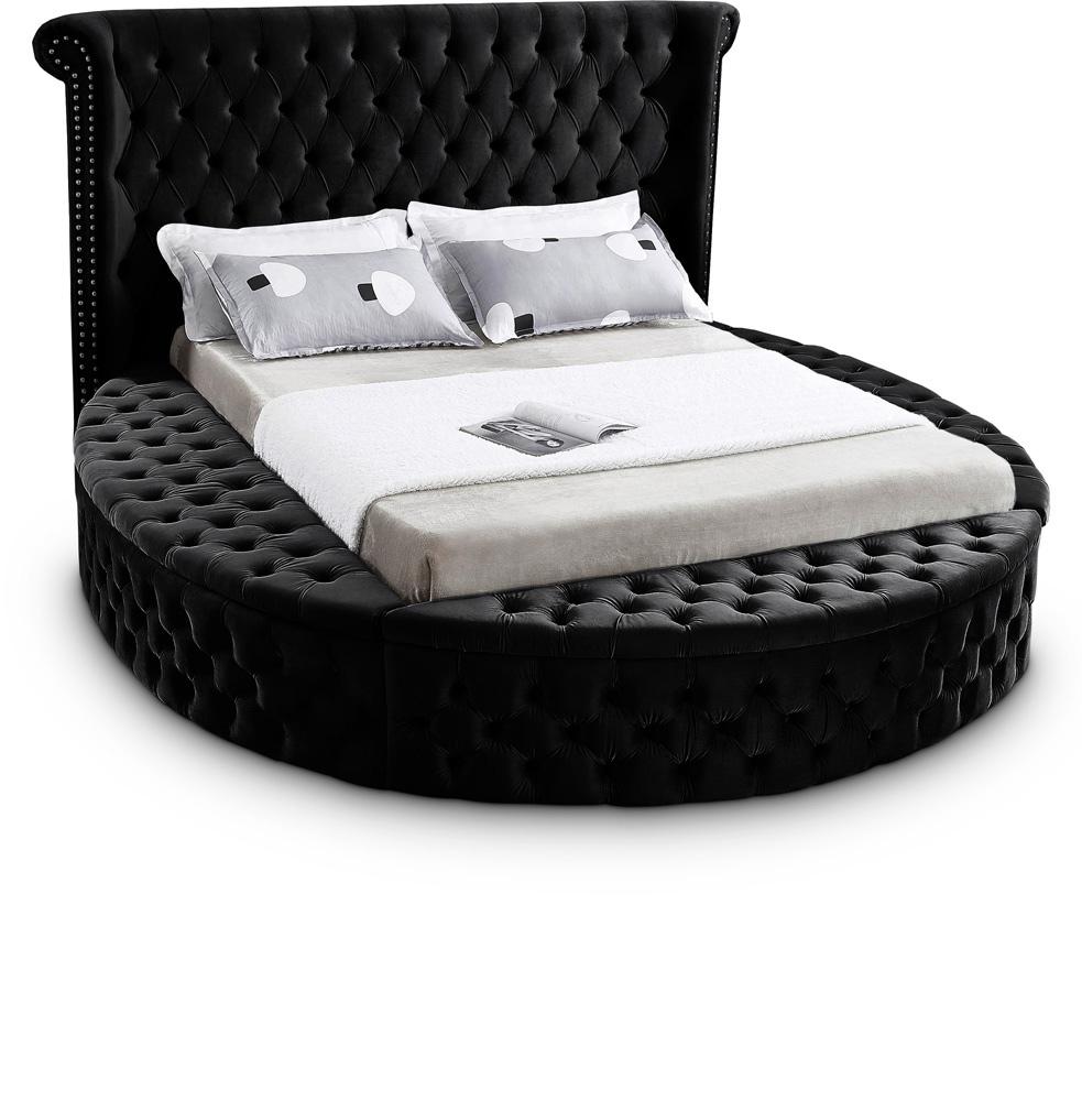 Meridian Furniture - Luxus Black Velvet Full Bed - LuxusBlack-F veiw 1