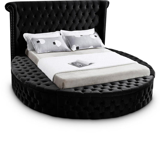 Meridian Furniture - Luxus Black Velvet Full Bed - LuxusBlack-F veiw 1