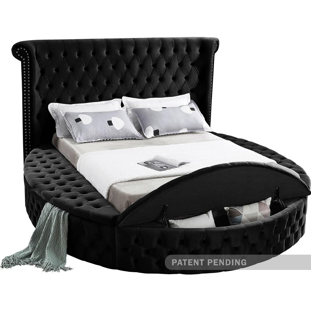 Meridian Furniture - Luxus Black Velvet Full Bed - LuxusBlack-F veiw 2