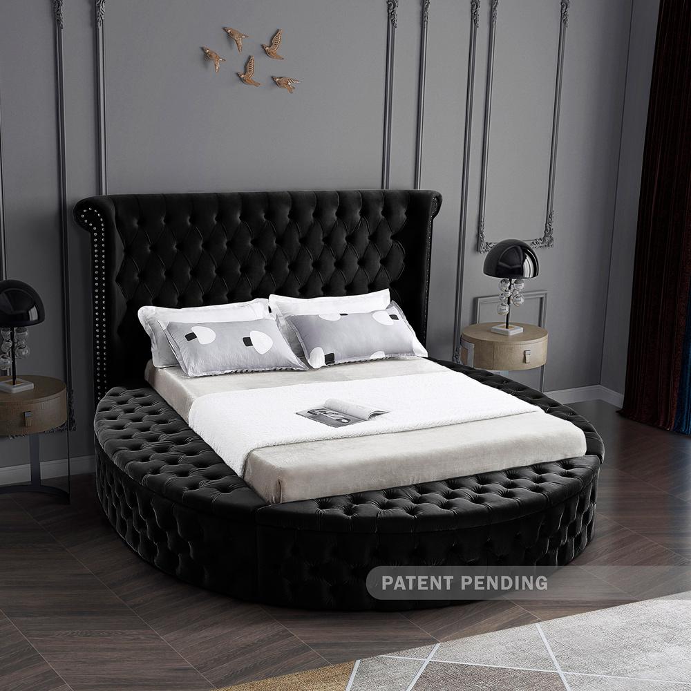 Meridian Furniture - Luxus Black Velvet Full Bed - LuxusBlack-F veiw 3