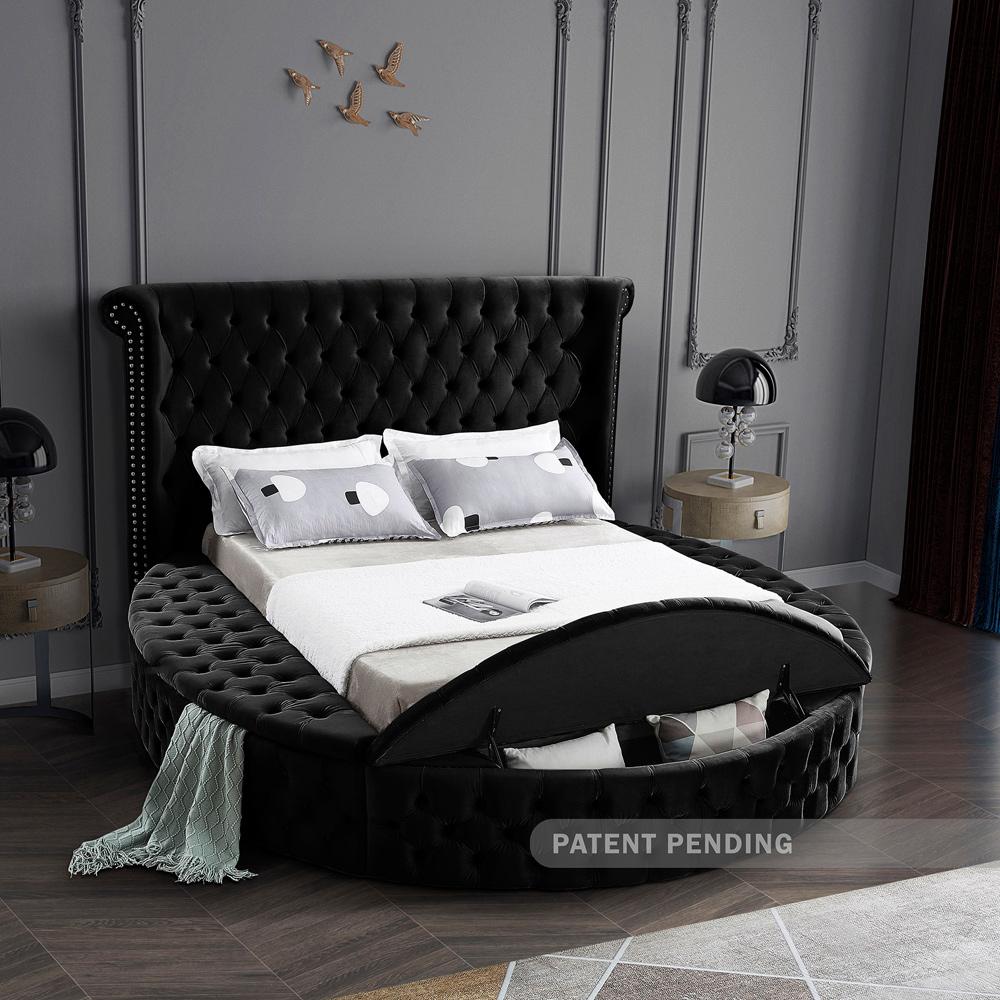 Meridian Furniture - Luxus Black Velvet Full Bed - LuxusBlack-F veiw 4
