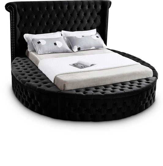 Meridian Furniture - Luxus Black Velvet King Bed - LuxusBlack-K veiw 1