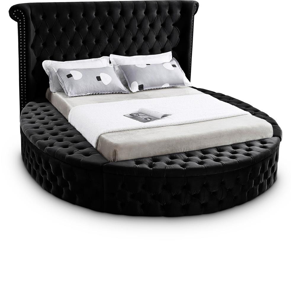 Meridian Furniture - Luxus Black Velvet Queen Bed - LuxusBlack-Q veiw 1