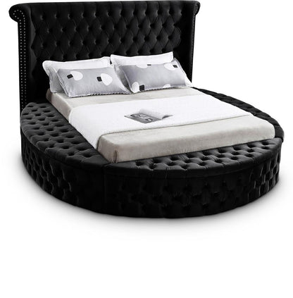 Meridian Furniture - Luxus Black Velvet Queen Bed - LuxusBlack-Q veiw 1