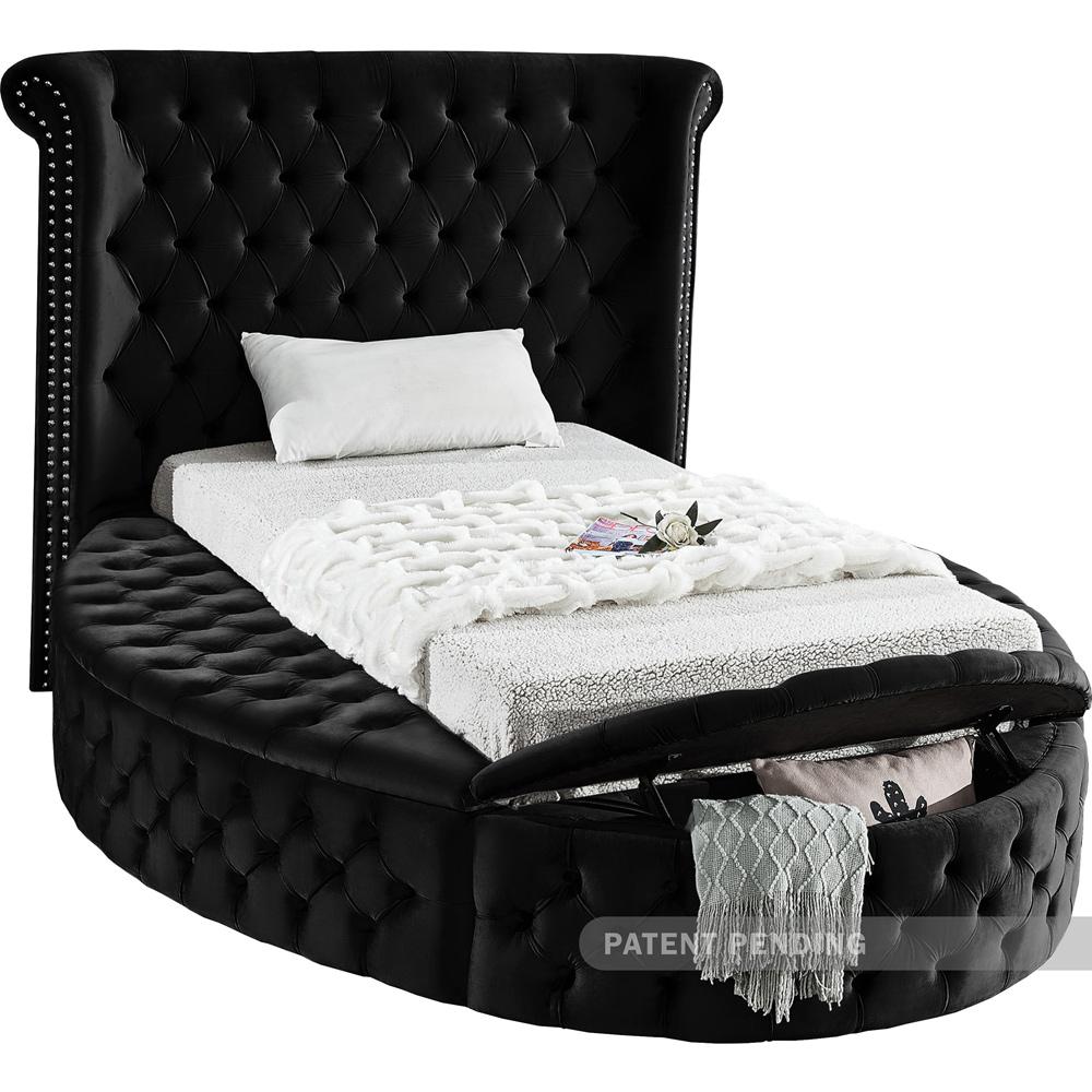 Meridian Furniture - Luxus Black Velvet Twin Bed - LuxusBlack-T veiw 2