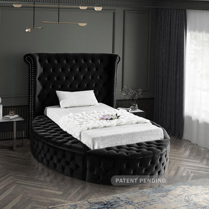 Meridian Furniture - Luxus Black Velvet Twin Bed - LuxusBlack-T veiw 3