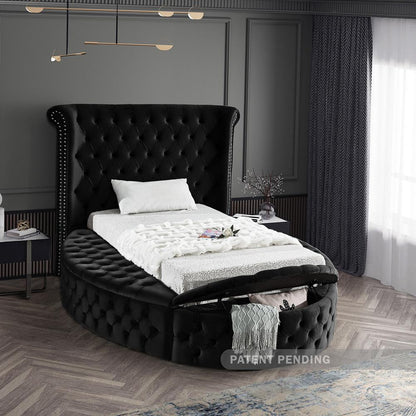 Meridian Furniture - Luxus Black Velvet Twin Bed - LuxusBlack-T veiw 4