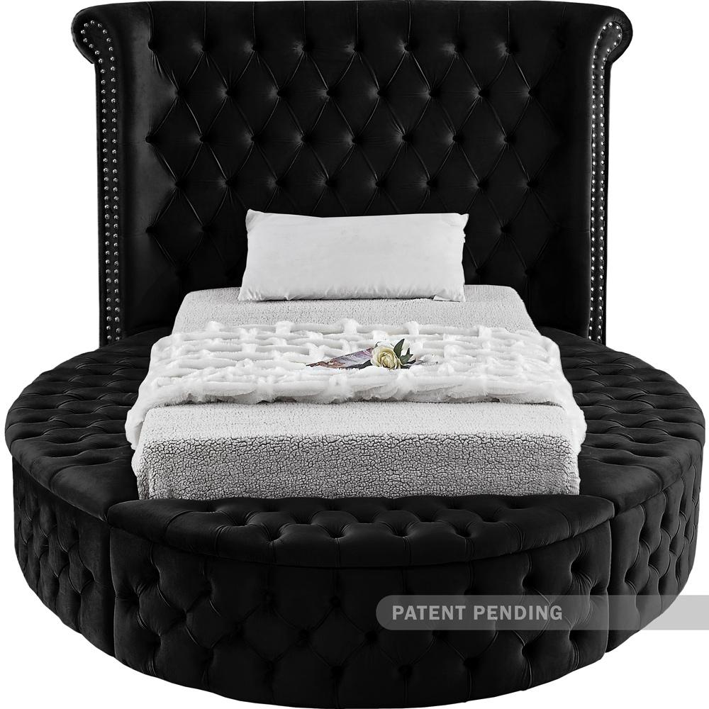 Meridian Furniture - Luxus Black Velvet Twin Bed - LuxusBlack-T veiw 5