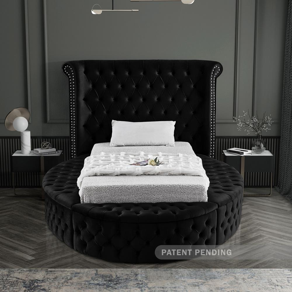 Meridian Furniture - Luxus Black Velvet Twin Bed - LuxusBlack-T veiw 6