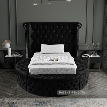 Meridian Furniture - Luxus Black Velvet Twin Bed - LuxusBlack-T veiw 6