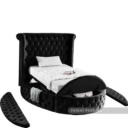 Meridian Furniture - Luxus Black Velvet Twin Bed - LuxusBlack-T veiw 7