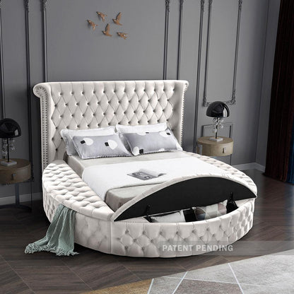 Meridian Furniture - Luxus Cream Velvet Full Bed - LuxusCream-F veiw 4