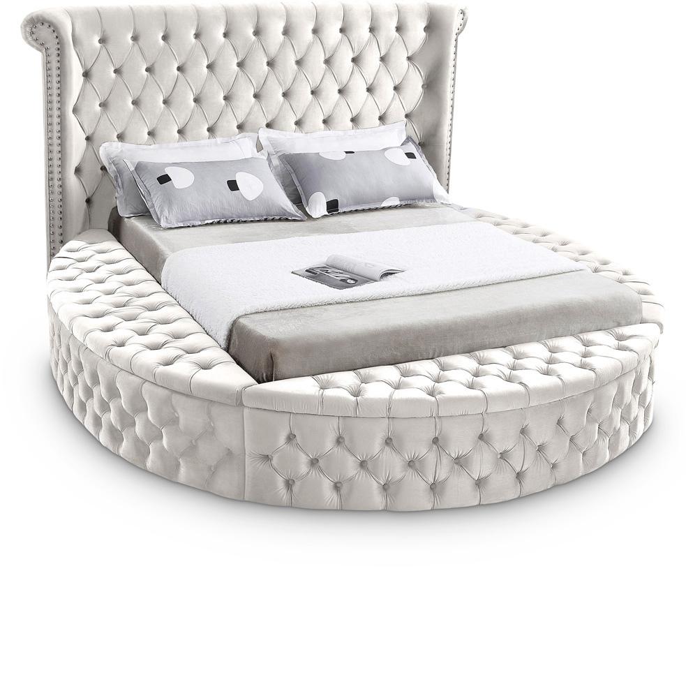 Meridian Furniture - Luxus Cream Velvet King Bed - LuxusCream-K veiw 1