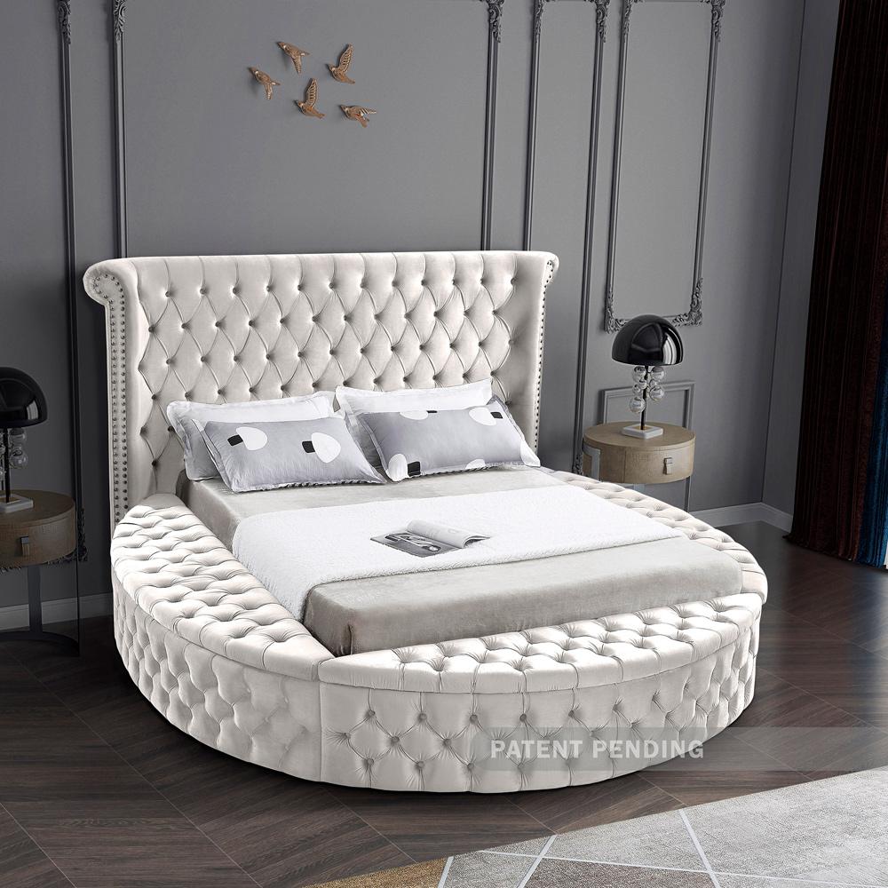 Meridian Furniture - Luxus Cream Velvet Queen Bed - LuxusCream-Q veiw 3