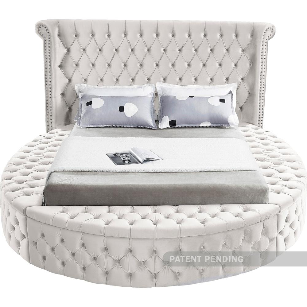Meridian Furniture - Luxus Cream Velvet Queen Bed - LuxusCream-Q veiw 5