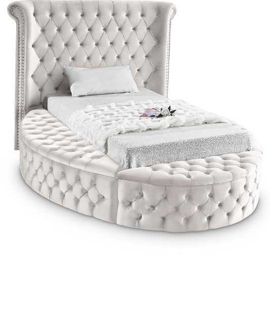 Meridian Furniture - Luxus Cream Velvet Twin Bed - LuxusCream-T veiw 1