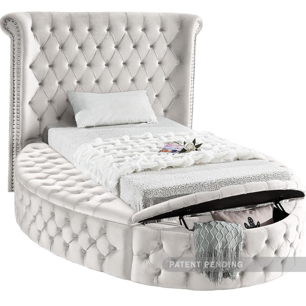 Meridian Furniture - Luxus Cream Velvet Twin Bed - LuxusCream-T veiw 2
