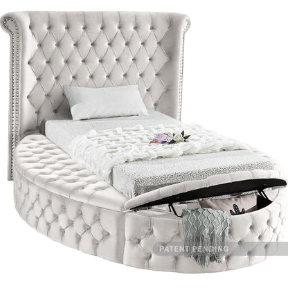 Meridian Furniture - Luxus Cream Velvet Twin Bed - LuxusCream-T veiw 2